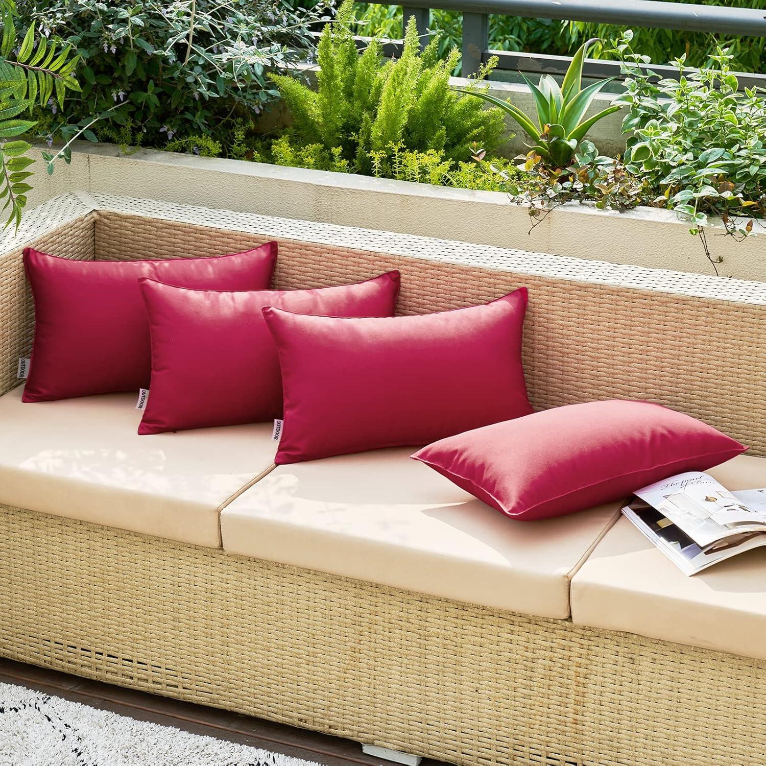 imageMIULEE Pack of 2 Decorative Outdoor Waterproof Pillow Covers Square Garden Cushion Sham Throw Pillowcase Summer Shell for Patio Tent Couch 18x18 Inch Pale GreenMagenta