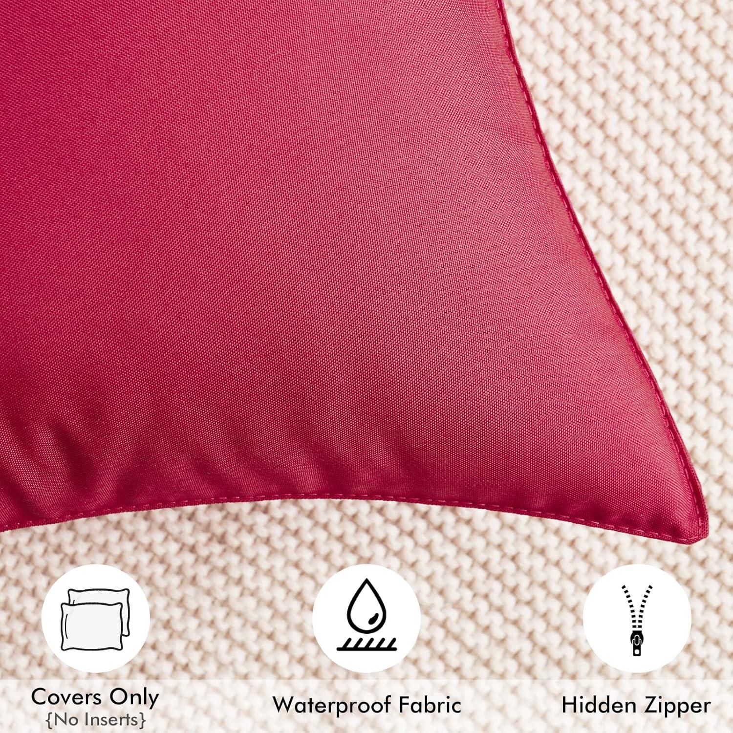 imageMIULEE Pack of 2 Decorative Outdoor Waterproof Pillow Covers Square Garden Cushion Sham Throw Pillowcase Summer Shell for Patio Tent Couch 18x18 Inch Pale GreenMagenta