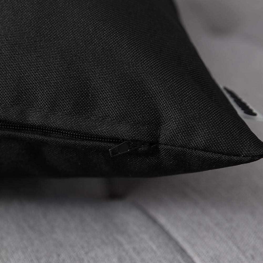 imageMIULEE Pack of 2 Decorative Outdoor Waterproof Pillow Covers Square Garden Cushion Sham Throw Pillowcase Summer Shell for Patio Tent Couch 18x18 Inch Pale GreenBlack
