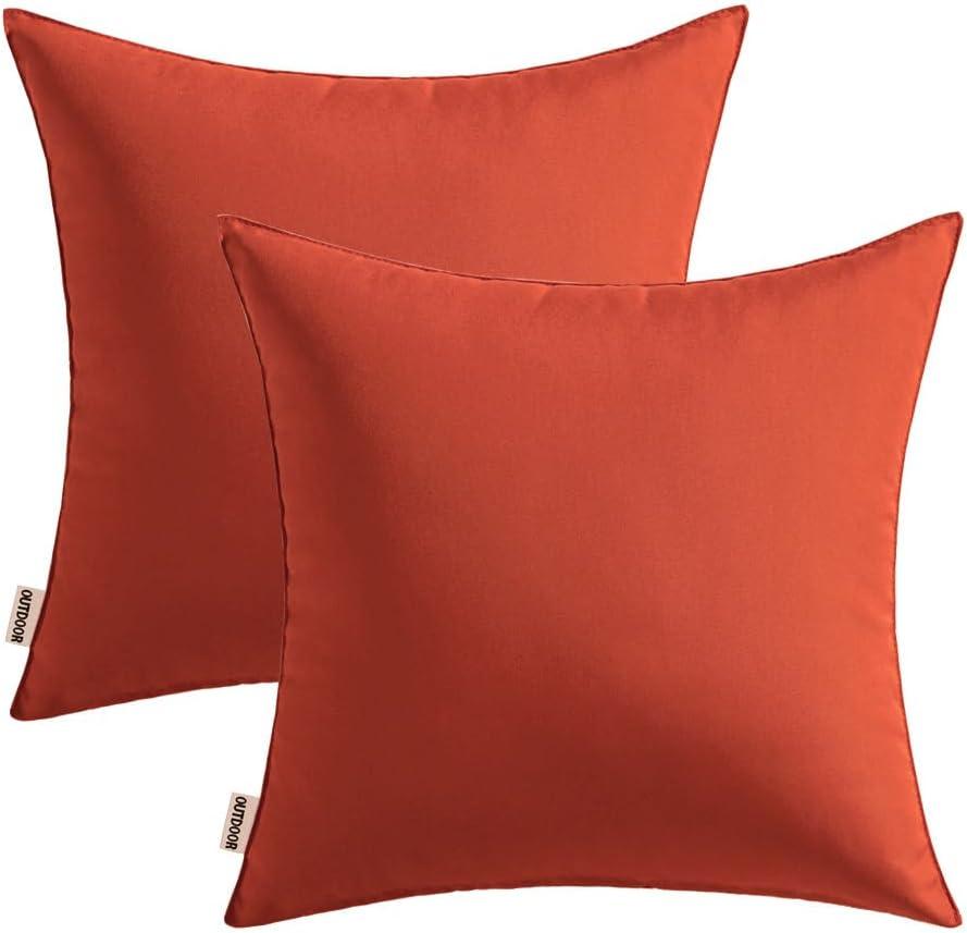 imageMIULEE Pack of 2 Decorative Outdoor Waterproof Pillow Covers Square Garden Cushion Sham Throw Pillowcase Summer Shell for Patio Tent Couch 18x18 Inch Pale GreenBurnt Brick