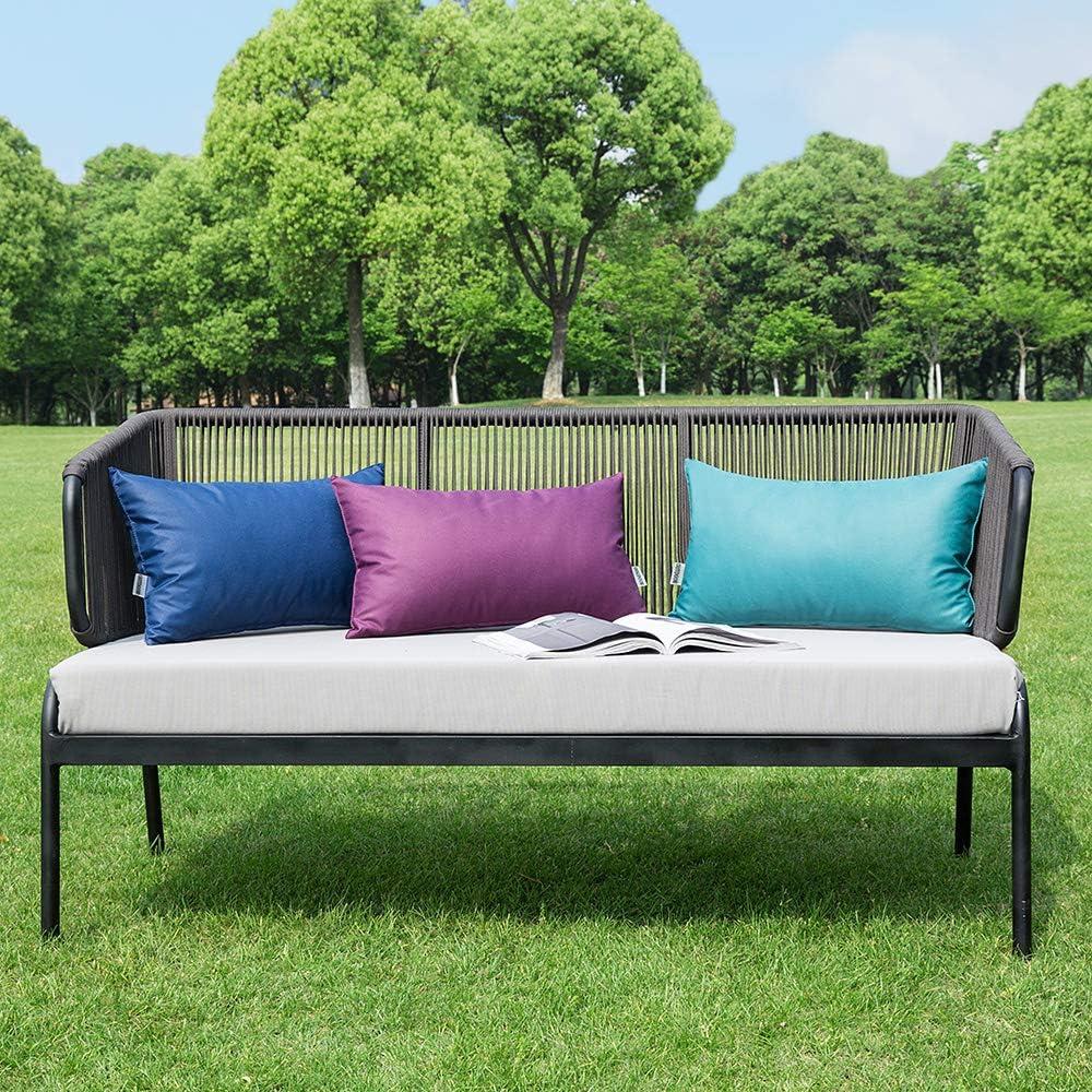 imageMIULEE Pack of 2 Decorative Outdoor Waterproof Pillow Covers Square Garden Cushion Sham Throw Pillowcase Summer Shell for Patio Tent Couch 18x18 Inch Pale GreenNavy Blue