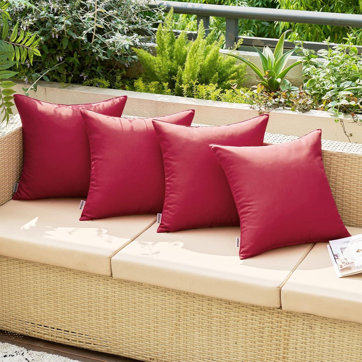 imageMIULEE Pack of 2 Decorative Outdoor Waterproof Pillow Covers Square Garden Cushion Sham Throw Pillowcase Summer Shell for Patio Tent Couch 18x18 Inch Pale GreenMagenta