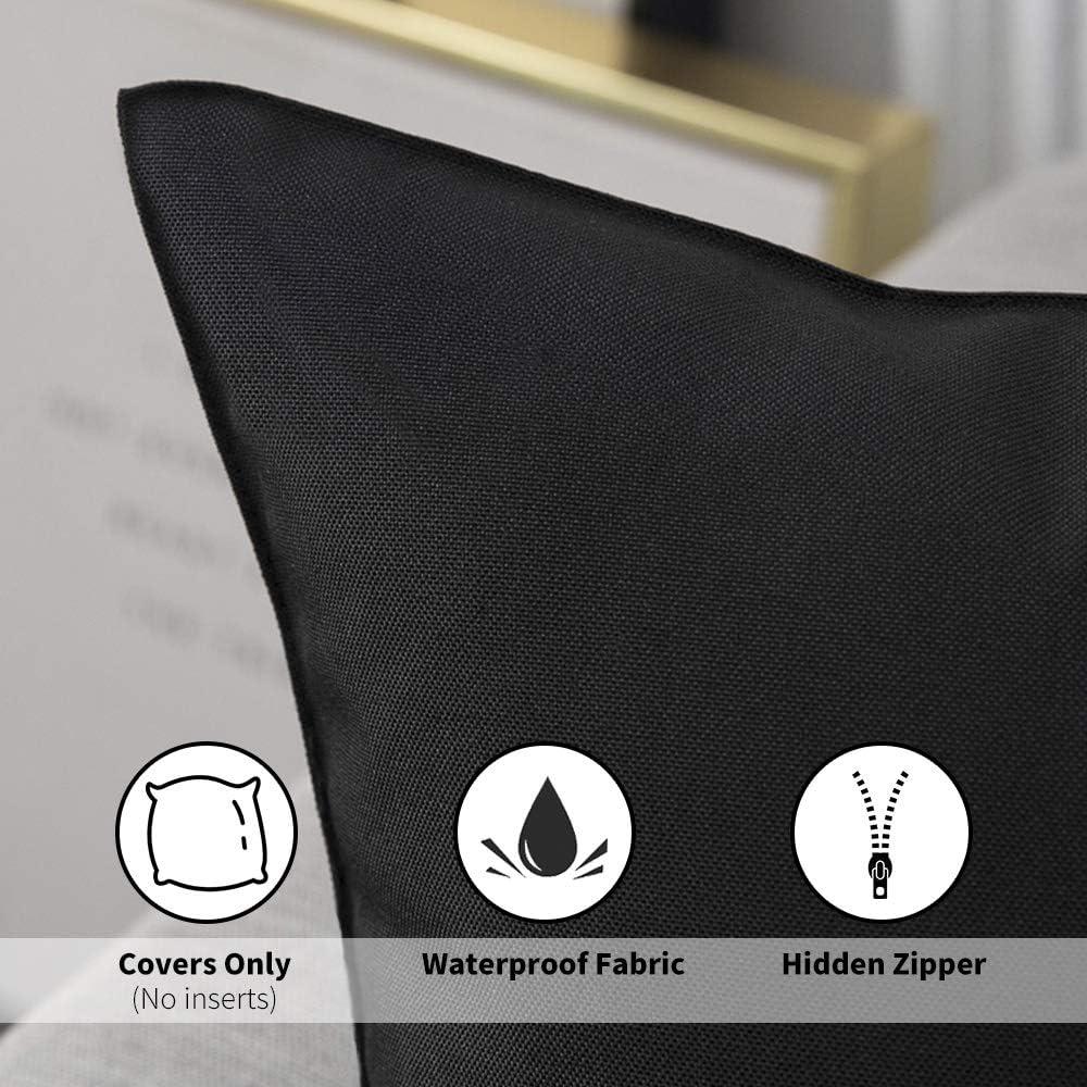 imageMIULEE Pack of 2 Decorative Outdoor Waterproof Pillow Covers Square Garden Cushion Sham Throw Pillowcase Summer Shell for Patio Tent Couch 18x18 Inch Pale GreenBlack