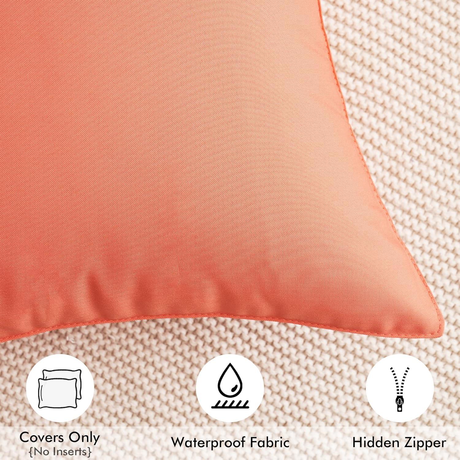 imageMIULEE Pack of 2 Decorative Outdoor Waterproof Pillow Covers Square Garden Cushion Sham Throw Pillowcase Summer Shell for Patio Tent Couch 18x18 Inch Pale GreenCoral Red