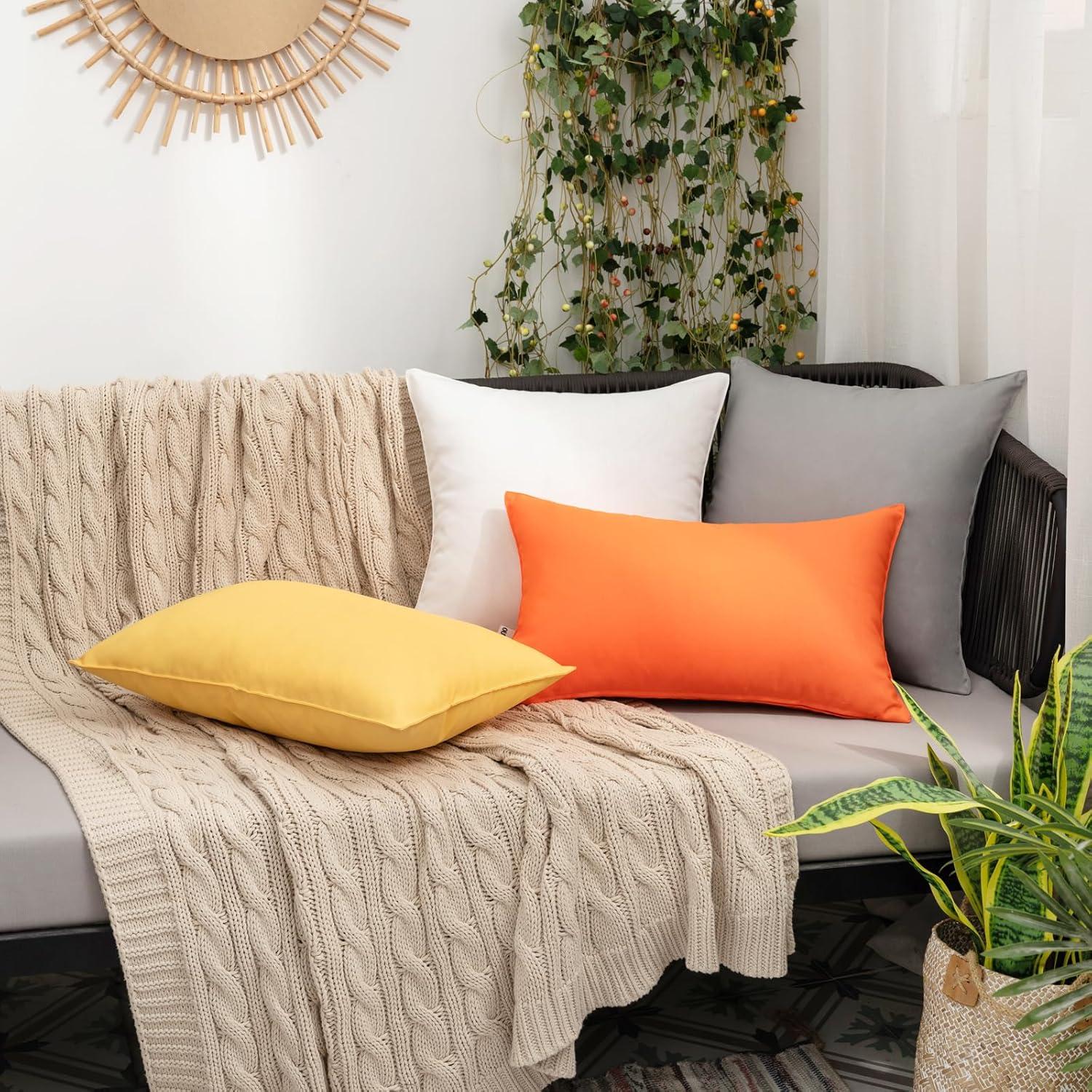 imageMIULEE Pack of 2 Decorative Outdoor Waterproof Pillow Covers Square Garden Cushion Sham Throw Pillowcase Summer Shell for Patio Tent Couch 18x18 Inch Pale GreenOrange