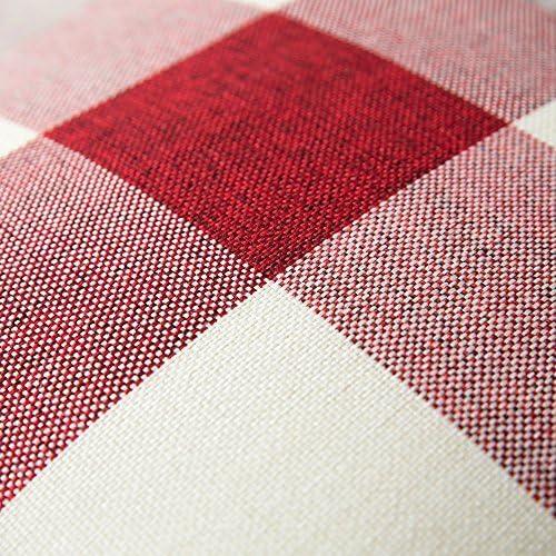 imageMIULEE Pack of 2 Farmhouse Buffalo Check Plaids Polyester Linen Soft Soild Decorative Square Throw Pillow Covers Outdoor Home Decor Cushion Case for Sofa Bedroom 18x18 Inch Cream White and WhiteWhite and Red