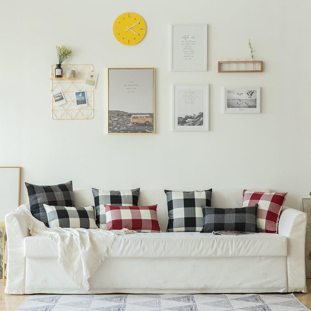 imageMIULEE Pack of 2 Farmhouse Buffalo Check Plaids Polyester Linen Soft Soild Decorative Square Throw Pillow Covers Outdoor Home Decor Cushion Case for Sofa Bedroom 18x18 Inch Cream White and WhiteWhite and Red