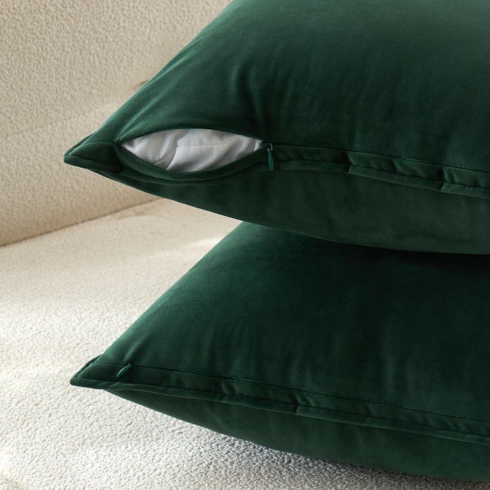 imageMIULEE Pack of 2 Navy Blue Decorative Velvet Throw Pillow Cover Soft Pillow Cover Soild Square Cushion Case for Sofa Bedroom Car 18x 18 Inch 45x 45cmArmy Green