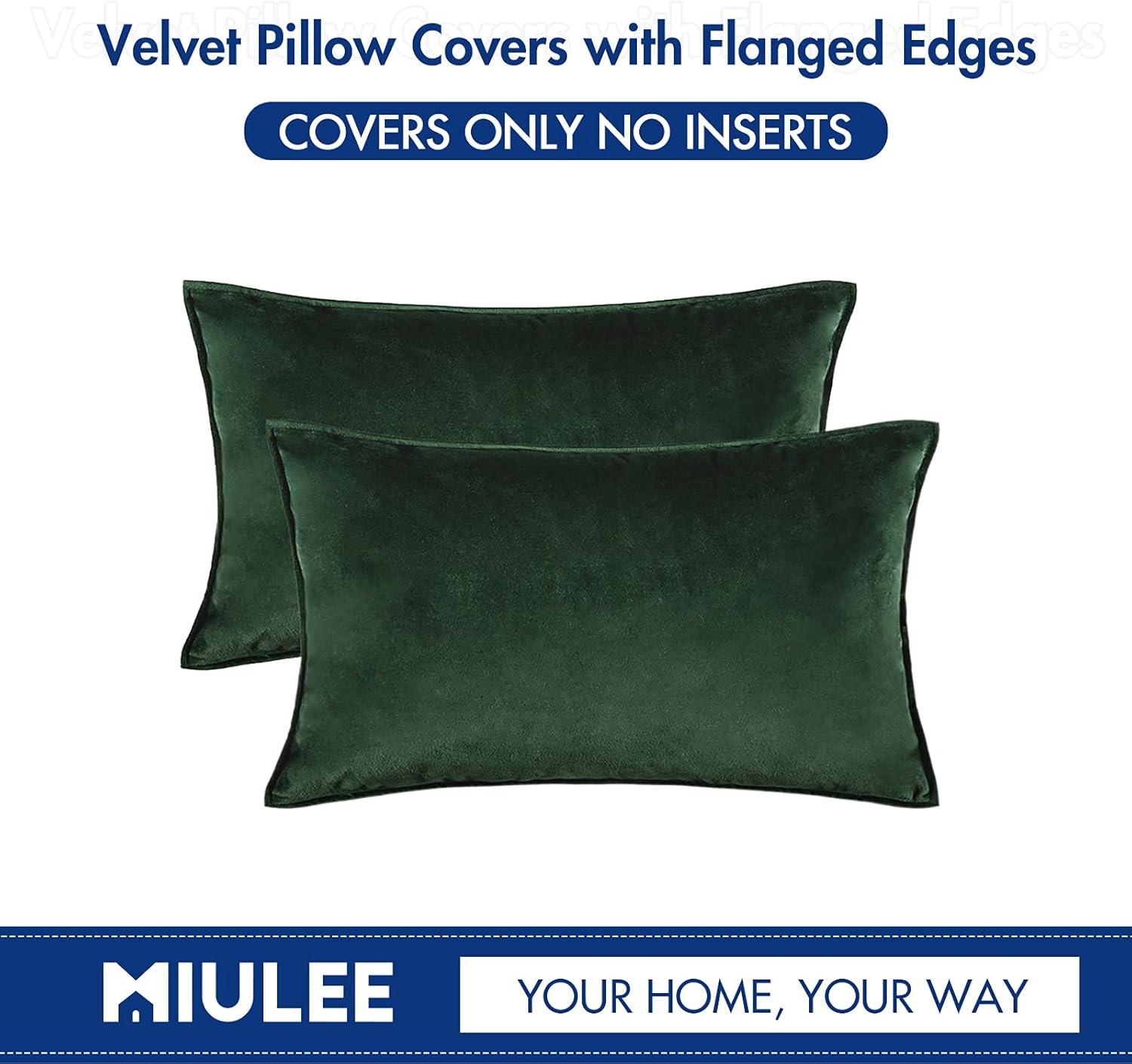 imageMIULEE Pack of 2 Navy Blue Decorative Velvet Throw Pillow Cover Soft Pillow Cover Soild Square Cushion Case for Sofa Bedroom Car 18x 18 Inch 45x 45cmArmy Green