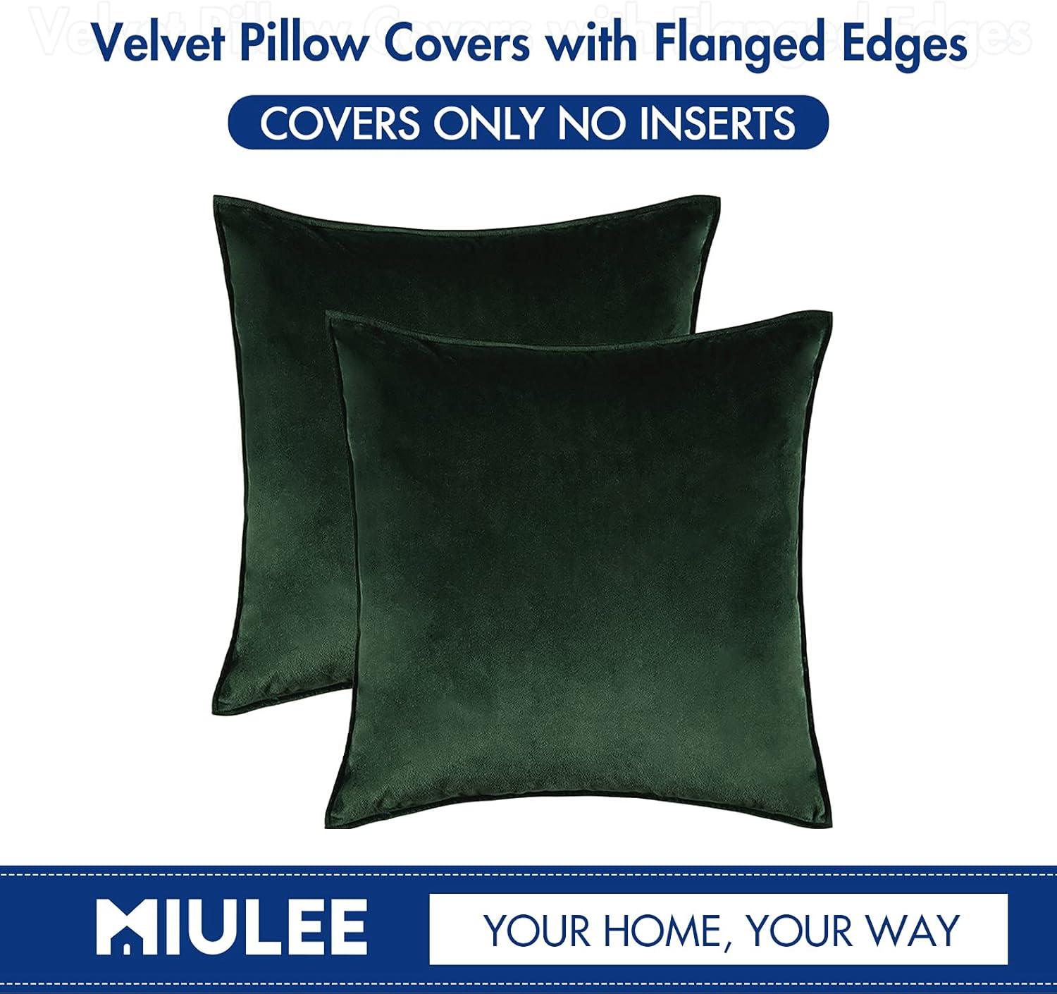 imageMIULEE Pack of 2 Navy Blue Decorative Velvet Throw Pillow Cover Soft Pillow Cover Soild Square Cushion Case for Sofa Bedroom Car 18x 18 Inch 45x 45cmArmy Green