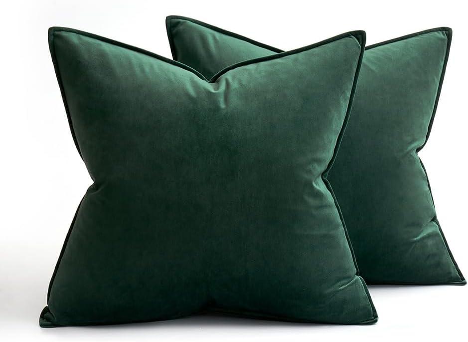 imageMIULEE Pack of 2 Navy Blue Decorative Velvet Throw Pillow Cover Soft Pillow Cover Soild Square Cushion Case for Sofa Bedroom Car 18x 18 Inch 45x 45cmArmy Green