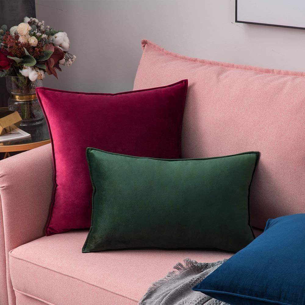 imageMIULEE Pack of 2 Navy Blue Decorative Velvet Throw Pillow Cover Soft Pillow Cover Soild Square Cushion Case for Sofa Bedroom Car 18x 18 Inch 45x 45cmArmy Green