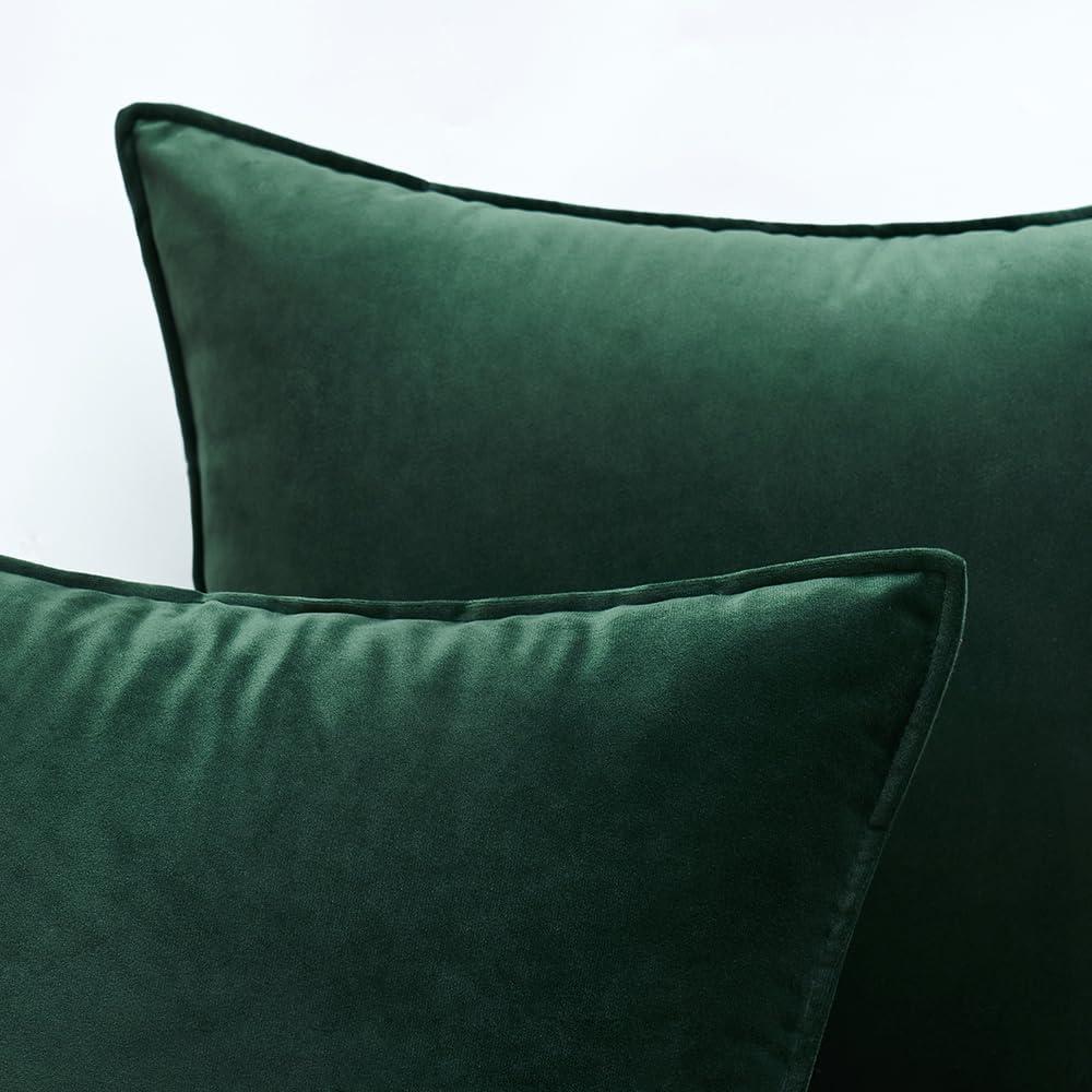 imageMIULEE Pack of 2 Navy Blue Decorative Velvet Throw Pillow Cover Soft Pillow Cover Soild Square Cushion Case for Sofa Bedroom Car 18x 18 Inch 45x 45cmArmy Green