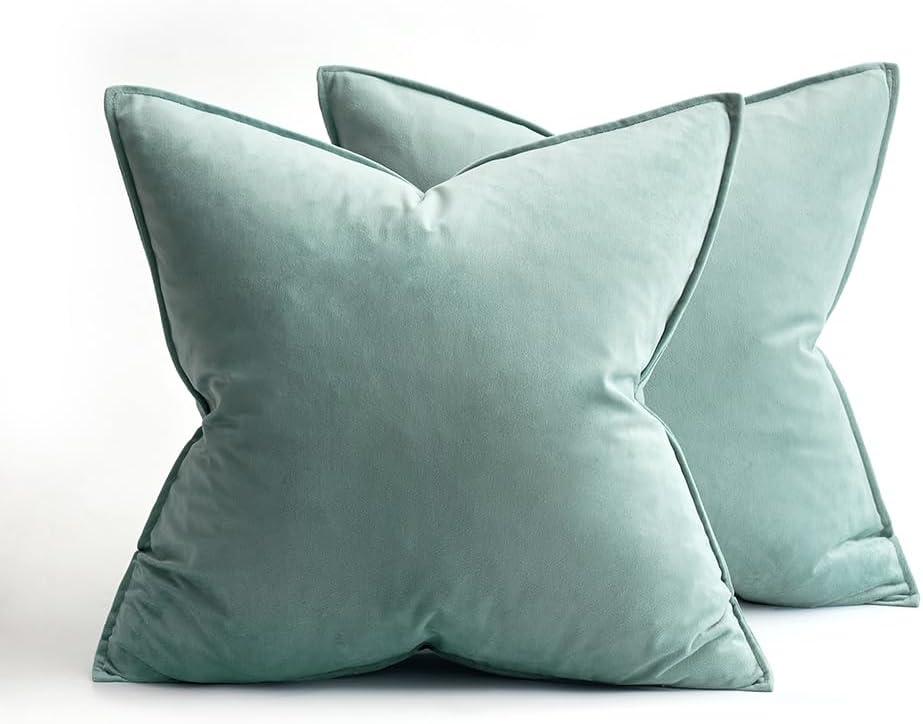 imageMIULEE Pack of 2 Navy Blue Decorative Velvet Throw Pillow Cover Soft Pillow Cover Soild Square Cushion Case for Sofa Bedroom Car 18x 18 Inch 45x 45cmBlue Grey