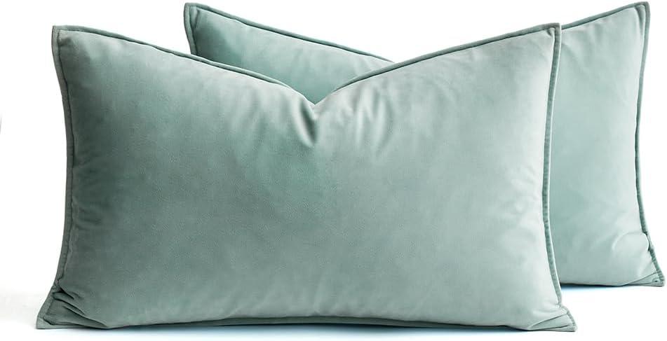 imageMIULEE Pack of 2 Navy Blue Decorative Velvet Throw Pillow Cover Soft Pillow Cover Soild Square Cushion Case for Sofa Bedroom Car 18x 18 Inch 45x 45cmBlue Grey
