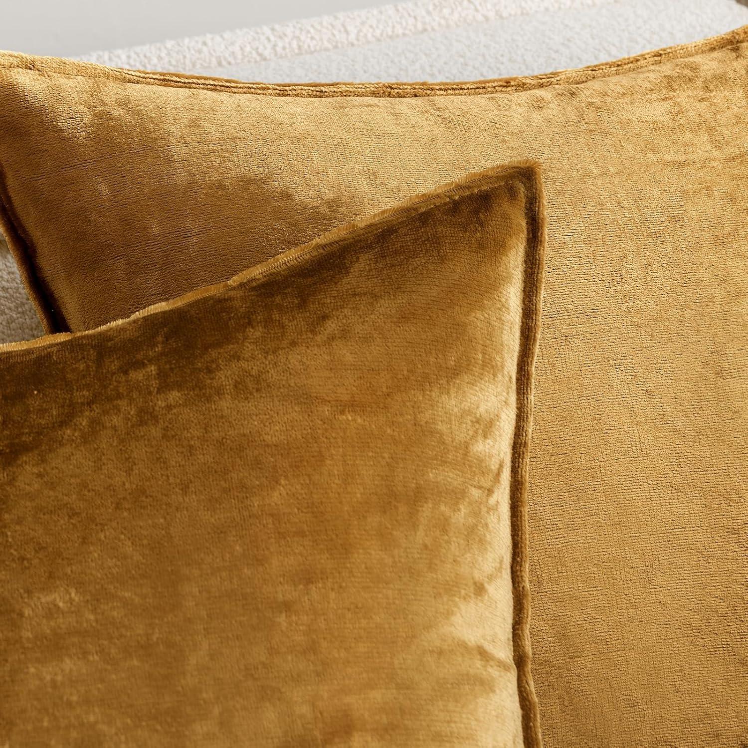 imageMIULEE Pack of 2 Navy Blue Decorative Velvet Throw Pillow Cover Soft Pillow Cover Soild Square Cushion Case for Sofa Bedroom Car 18x 18 Inch 45x 45cmDark Gold