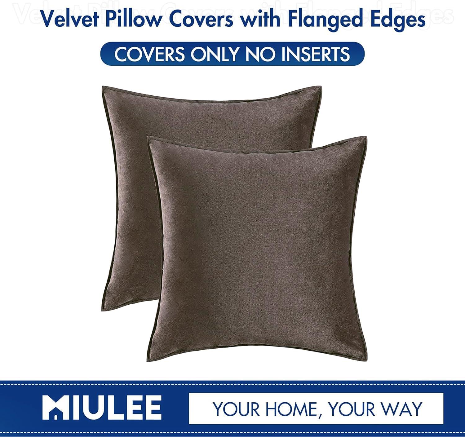imageMIULEE Pack of 2 Navy Blue Decorative Velvet Throw Pillow Cover Soft Pillow Cover Soild Square Cushion Case for Sofa Bedroom Car 18x 18 Inch 45x 45cmDark Coffee
