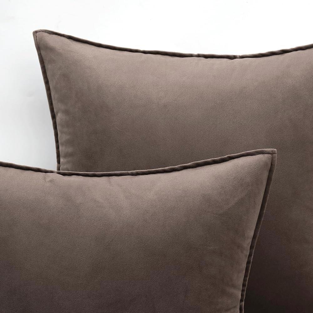 imageMIULEE Pack of 2 Navy Blue Decorative Velvet Throw Pillow Cover Soft Pillow Cover Soild Square Cushion Case for Sofa Bedroom Car 18x 18 Inch 45x 45cmDark Coffee