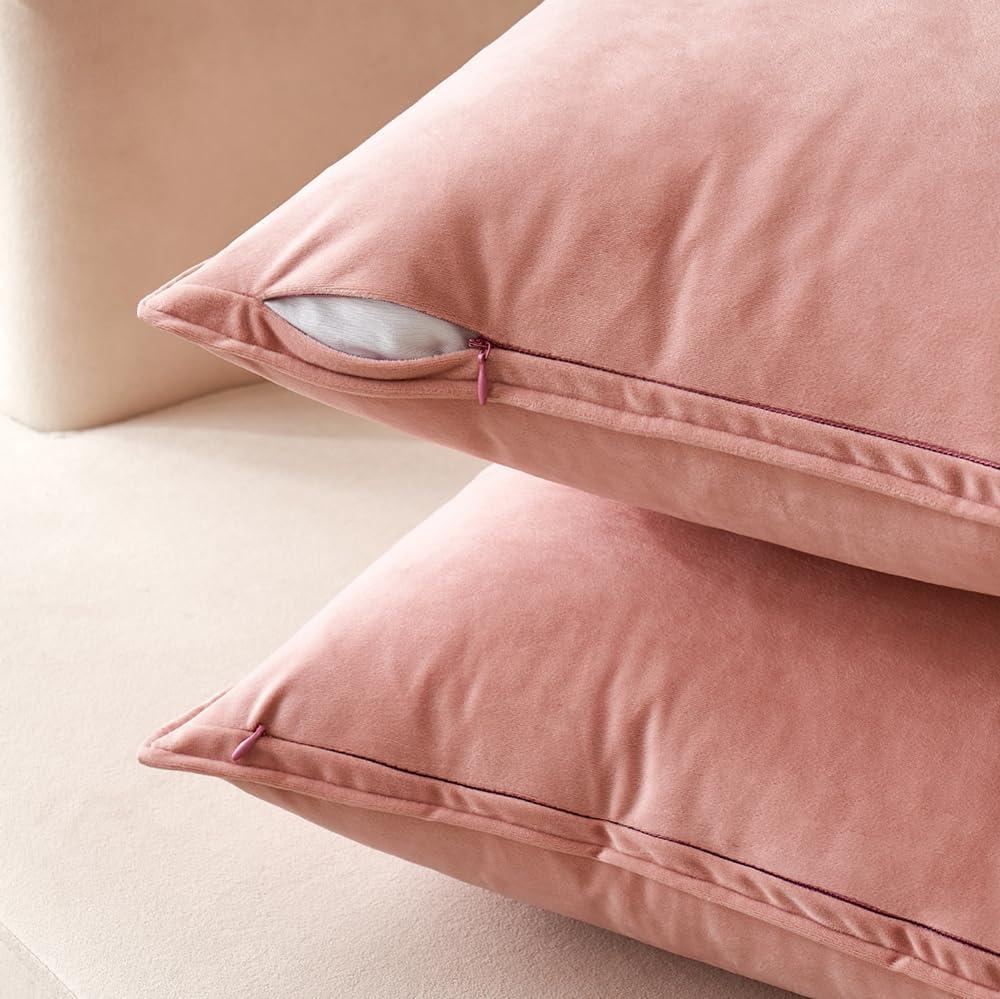 imageMIULEE Pack of 2 Navy Blue Decorative Velvet Throw Pillow Cover Soft Pillow Cover Soild Square Cushion Case for Sofa Bedroom Car 18x 18 Inch 45x 45cmDark Pink