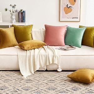 imageMIULEE Pack of 2 Navy Blue Decorative Velvet Throw Pillow Cover Soft Pillow Cover Soild Square Cushion Case for Sofa Bedroom Car 18x 18 Inch 45x 45cmDark Gold