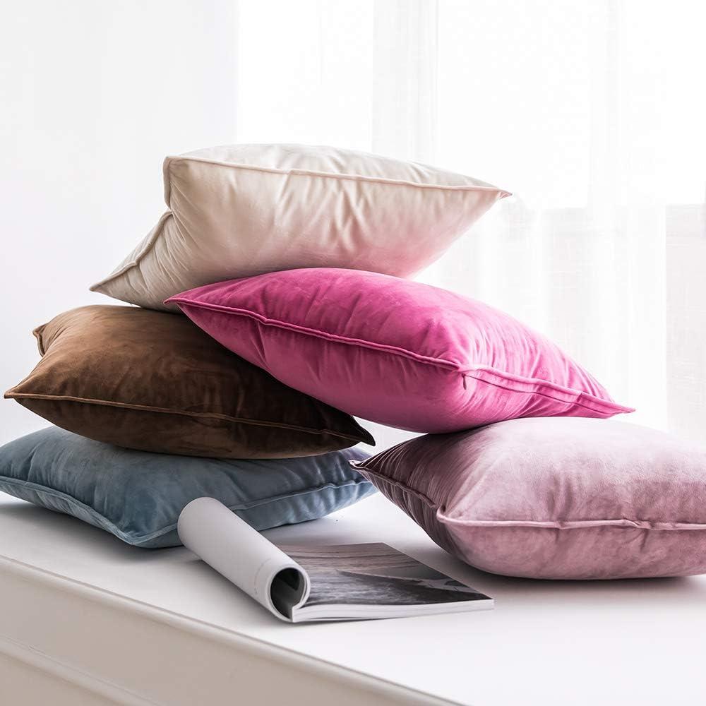 imageMIULEE Pack of 2 Navy Blue Decorative Velvet Throw Pillow Cover Soft Pillow Cover Soild Square Cushion Case for Sofa Bedroom Car 18x 18 Inch 45x 45cmHot Pink