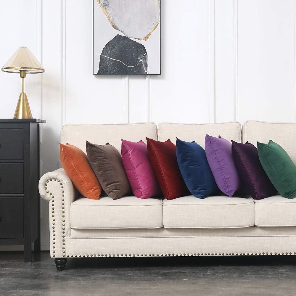 imageMIULEE Pack of 2 Navy Blue Decorative Velvet Throw Pillow Cover Soft Pillow Cover Soild Square Cushion Case for Sofa Bedroom Car 18x 18 Inch 45x 45cmHot Pink