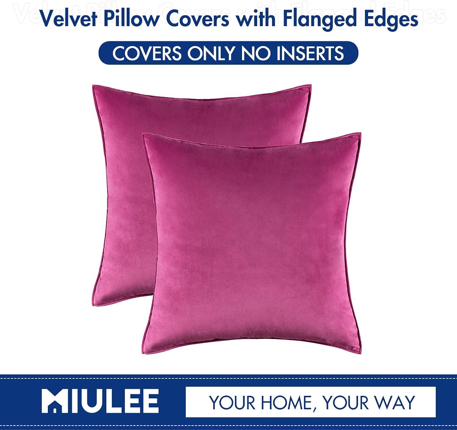 imageMIULEE Pack of 2 Navy Blue Decorative Velvet Throw Pillow Cover Soft Pillow Cover Soild Square Cushion Case for Sofa Bedroom Car 18x 18 Inch 45x 45cmHot Pink