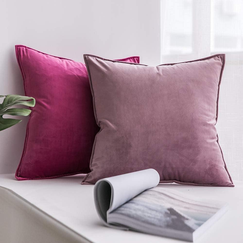 imageMIULEE Pack of 2 Navy Blue Decorative Velvet Throw Pillow Cover Soft Pillow Cover Soild Square Cushion Case for Sofa Bedroom Car 18x 18 Inch 45x 45cmHot Pink