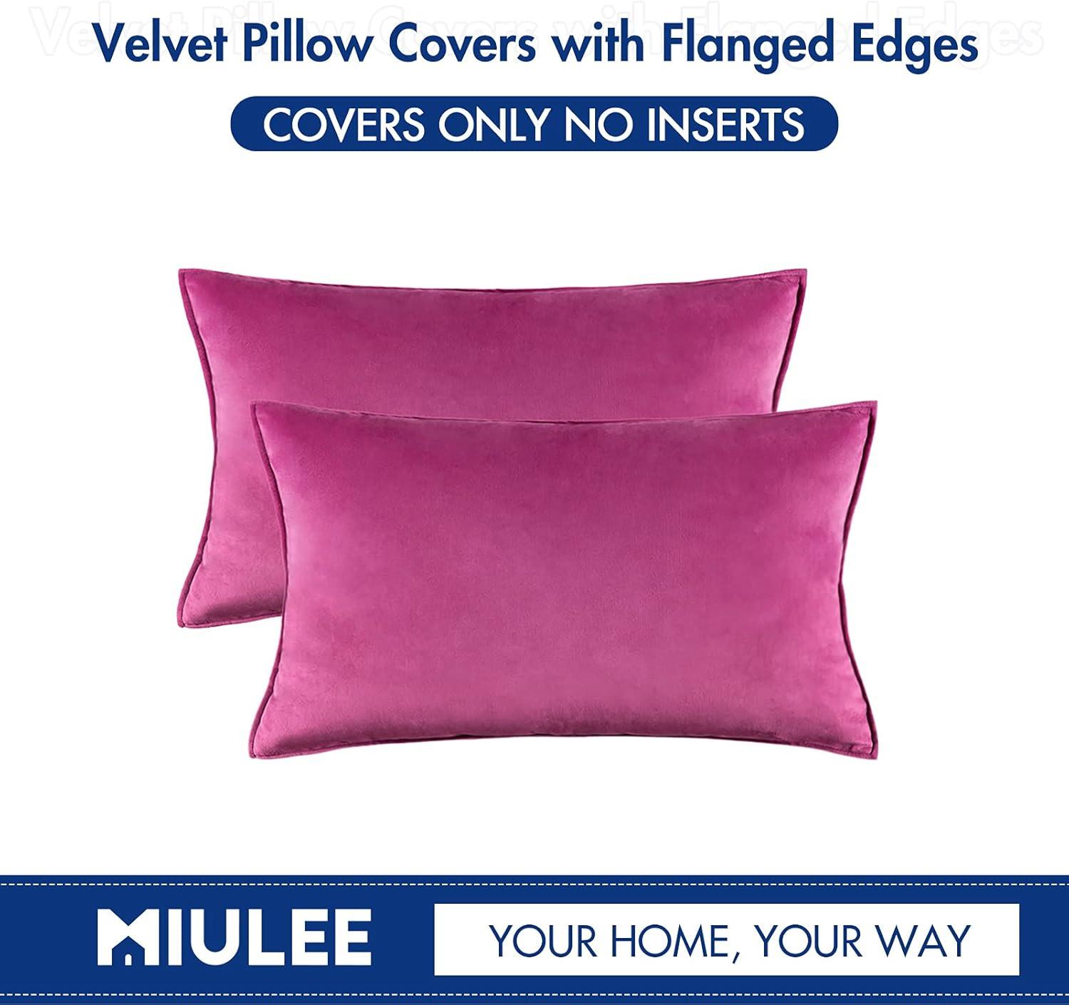 imageMIULEE Pack of 2 Navy Blue Decorative Velvet Throw Pillow Cover Soft Pillow Cover Soild Square Cushion Case for Sofa Bedroom Car 18x 18 Inch 45x 45cmHot Pink