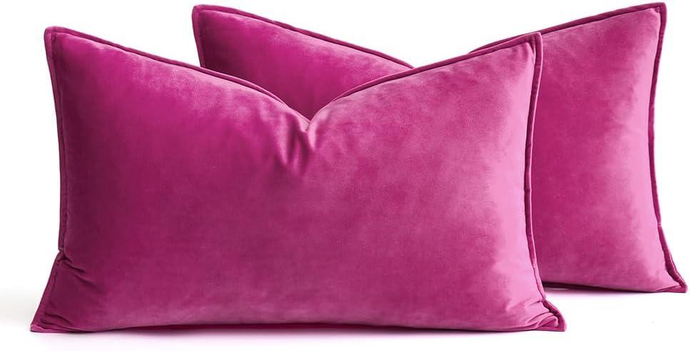 imageMIULEE Pack of 2 Navy Blue Decorative Velvet Throw Pillow Cover Soft Pillow Cover Soild Square Cushion Case for Sofa Bedroom Car 18x 18 Inch 45x 45cmHot Pink