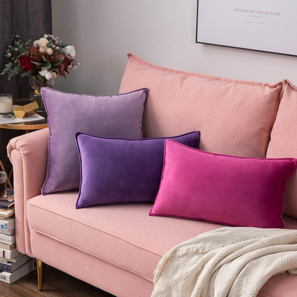 imageMIULEE Pack of 2 Navy Blue Decorative Velvet Throw Pillow Cover Soft Pillow Cover Soild Square Cushion Case for Sofa Bedroom Car 18x 18 Inch 45x 45cmHot Pink