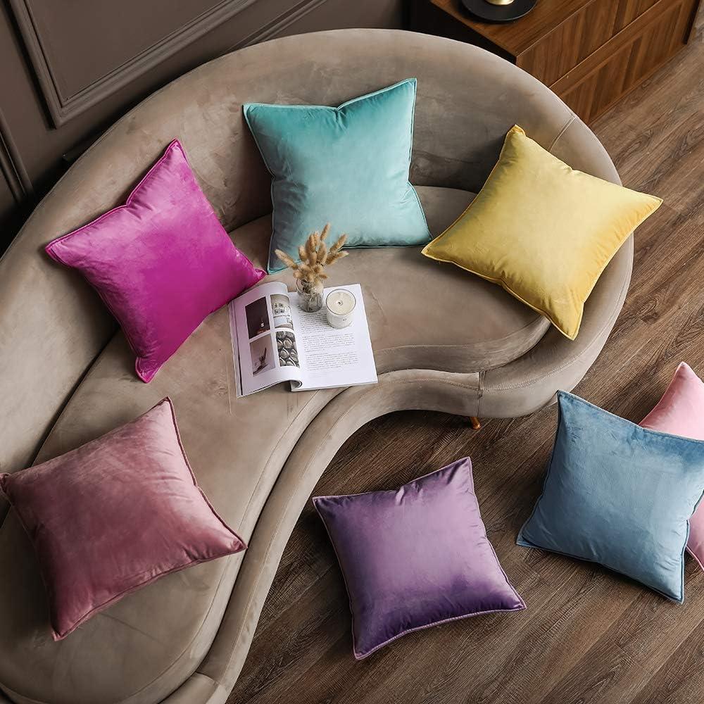 imageMIULEE Pack of 2 Navy Blue Decorative Velvet Throw Pillow Cover Soft Pillow Cover Soild Square Cushion Case for Sofa Bedroom Car 18x 18 Inch 45x 45cmHot Pink