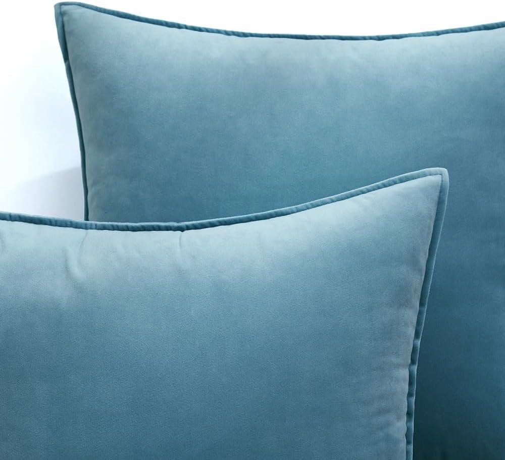 imageMIULEE Pack of 2 Navy Blue Decorative Velvet Throw Pillow Cover Soft Pillow Cover Soild Square Cushion Case for Sofa Bedroom Car 18x 18 Inch 45x 45cmLight Blue