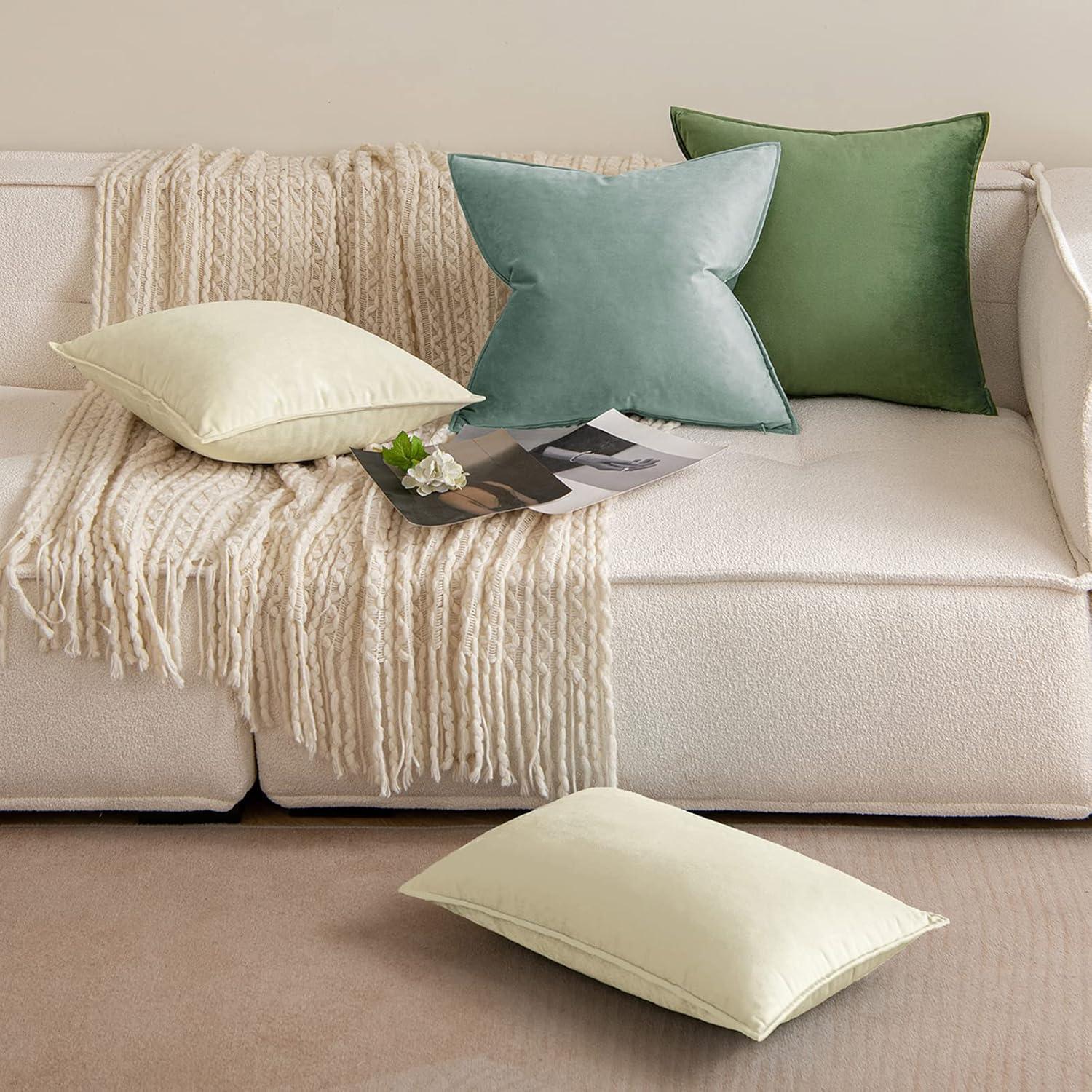 imageMIULEE Pack of 2 Navy Blue Decorative Velvet Throw Pillow Cover Soft Pillow Cover Soild Square Cushion Case for Sofa Bedroom Car 18x 18 Inch 45x 45cmMoss Green