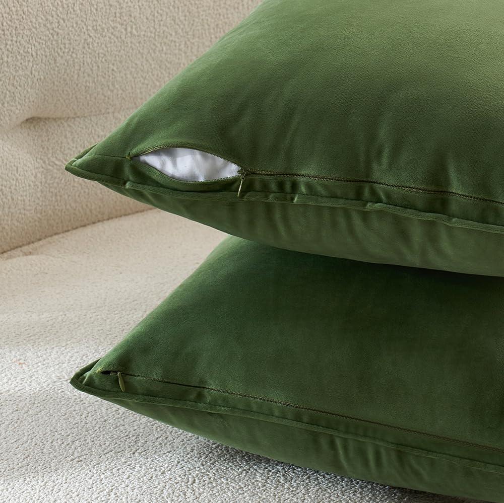 imageMIULEE Pack of 2 Navy Blue Decorative Velvet Throw Pillow Cover Soft Pillow Cover Soild Square Cushion Case for Sofa Bedroom Car 18x 18 Inch 45x 45cmMoss Green