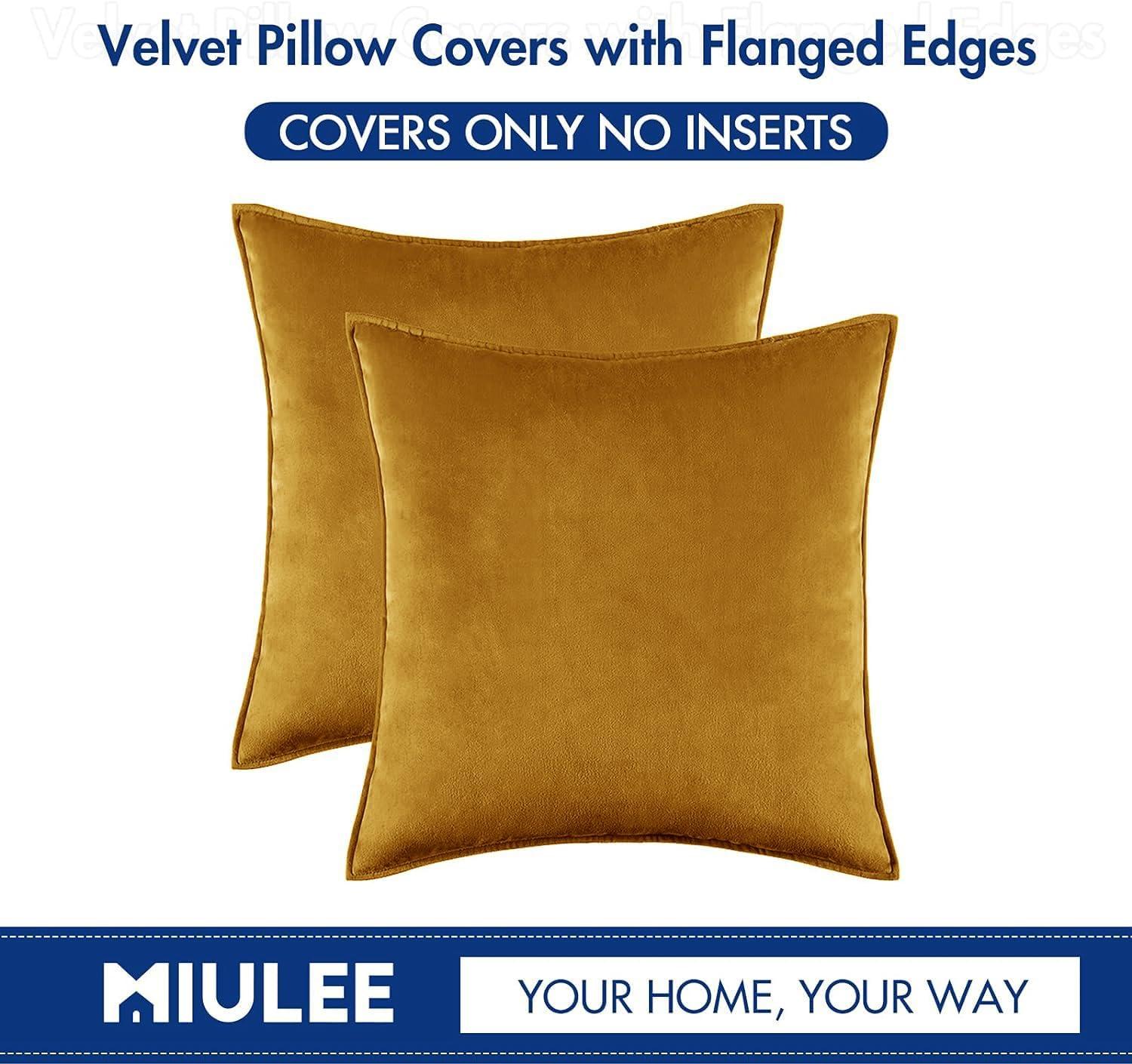 imageMIULEE Pack of 2 Navy Blue Decorative Velvet Throw Pillow Cover Soft Pillow Cover Soild Square Cushion Case for Sofa Bedroom Car 18x 18 Inch 45x 45cmMustard Yellow