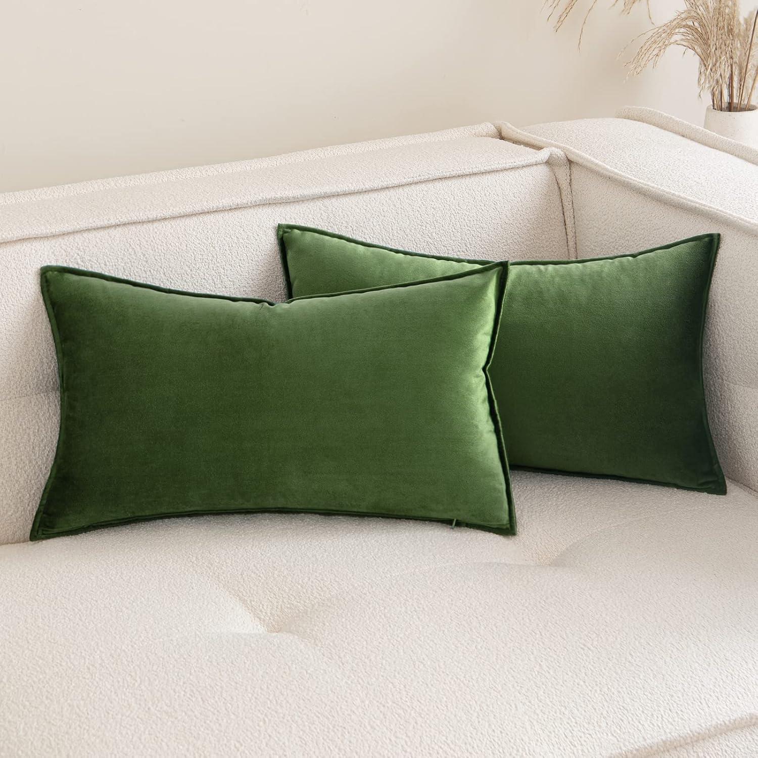 imageMIULEE Pack of 2 Navy Blue Decorative Velvet Throw Pillow Cover Soft Pillow Cover Soild Square Cushion Case for Sofa Bedroom Car 18x 18 Inch 45x 45cmMoss Green