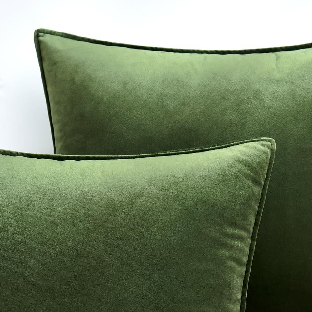 imageMIULEE Pack of 2 Navy Blue Decorative Velvet Throw Pillow Cover Soft Pillow Cover Soild Square Cushion Case for Sofa Bedroom Car 18x 18 Inch 45x 45cmMoss Green
