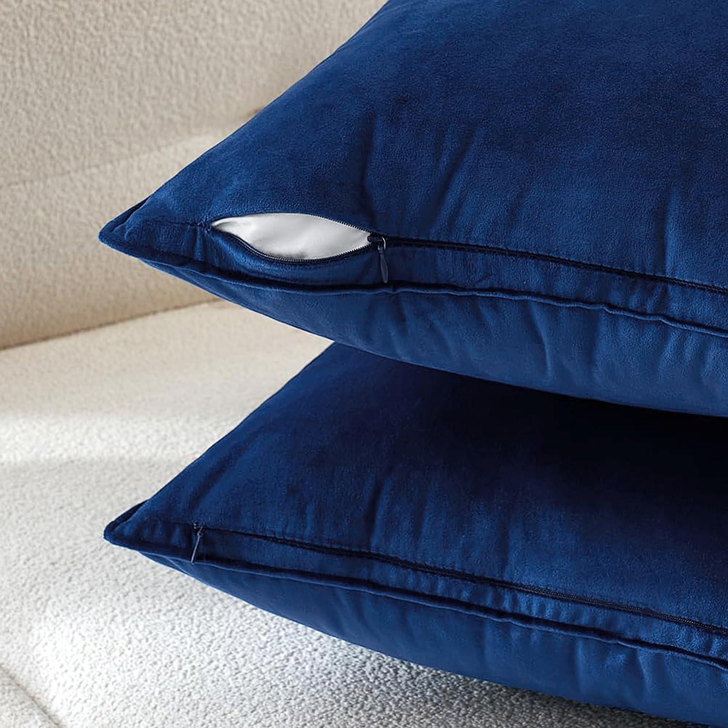 imageMIULEE Pack of 2 Navy Blue Decorative Velvet Throw Pillow Cover Soft Pillow Cover Soild Square Cushion Case for Sofa Bedroom Car 18x 18 Inch 45x 45cmNavy Blue