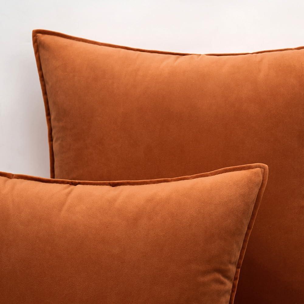 imageMIULEE Pack of 2 Navy Blue Decorative Velvet Throw Pillow Cover Soft Pillow Cover Soild Square Cushion Case for Sofa Bedroom Car 18x 18 Inch 45x 45cmOrange