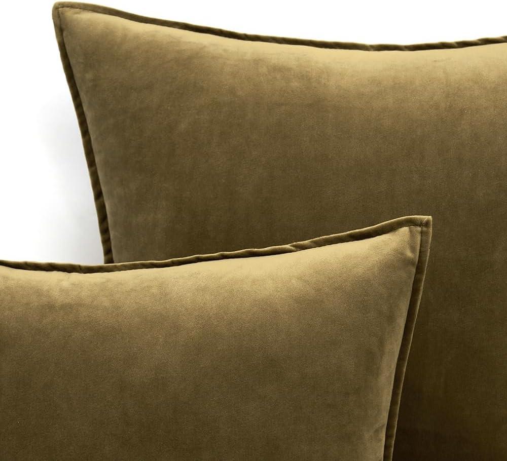 imageMIULEE Pack of 2 Navy Blue Decorative Velvet Throw Pillow Cover Soft Pillow Cover Soild Square Cushion Case for Sofa Bedroom Car 18x 18 Inch 45x 45cmOlive Green