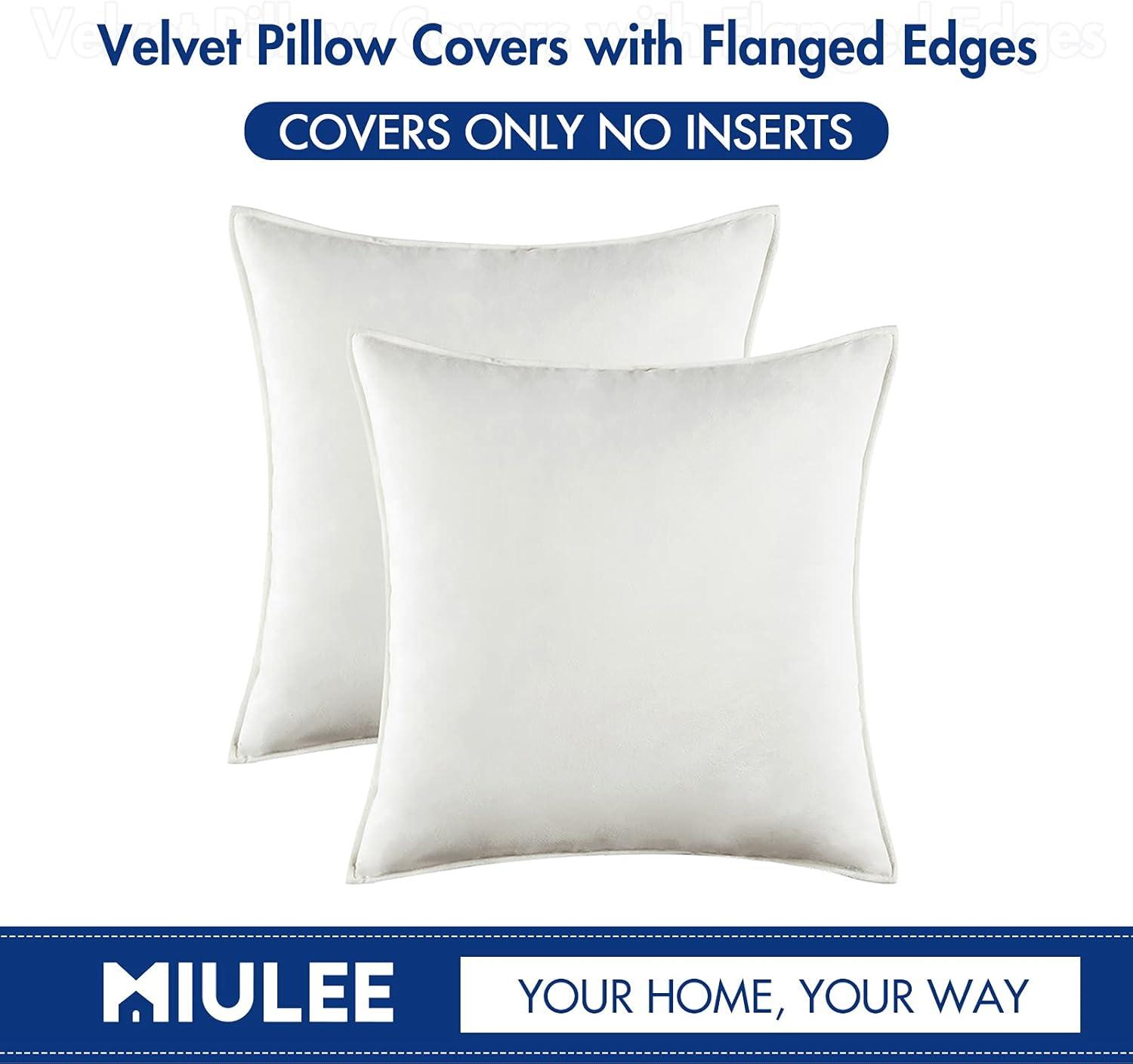 imageMIULEE Pack of 2 Navy Blue Decorative Velvet Throw Pillow Cover Soft Pillow Cover Soild Square Cushion Case for Sofa Bedroom Car 18x 18 Inch 45x 45cmPure White