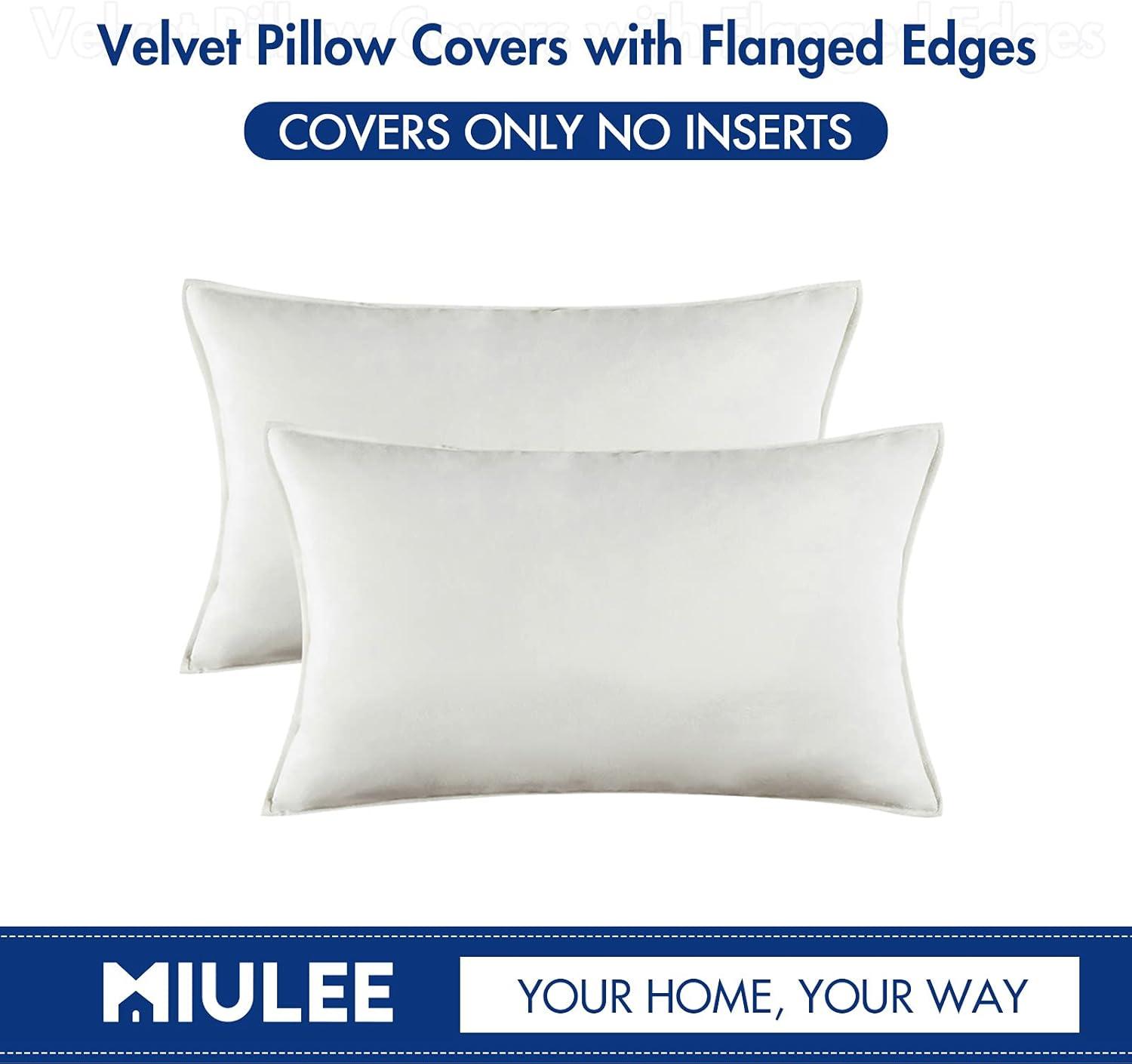 imageMIULEE Pack of 2 Navy Blue Decorative Velvet Throw Pillow Cover Soft Pillow Cover Soild Square Cushion Case for Sofa Bedroom Car 18x 18 Inch 45x 45cmPure White