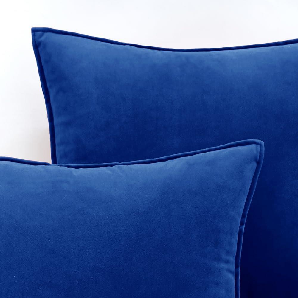 imageMIULEE Pack of 2 Navy Blue Decorative Velvet Throw Pillow Cover Soft Pillow Cover Soild Square Cushion Case for Sofa Bedroom Car 18x 18 Inch 45x 45cmRoyal Blue