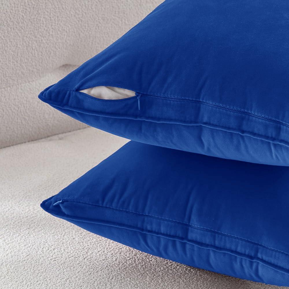 imageMIULEE Pack of 2 Navy Blue Decorative Velvet Throw Pillow Cover Soft Pillow Cover Soild Square Cushion Case for Sofa Bedroom Car 18x 18 Inch 45x 45cmRoyal Blue