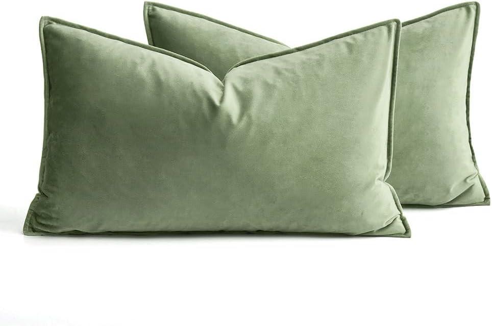 imageMIULEE Pack of 2 Navy Blue Decorative Velvet Throw Pillow Cover Soft Pillow Cover Soild Square Cushion Case for Sofa Bedroom Car 18x 18 Inch 45x 45cmSage Green