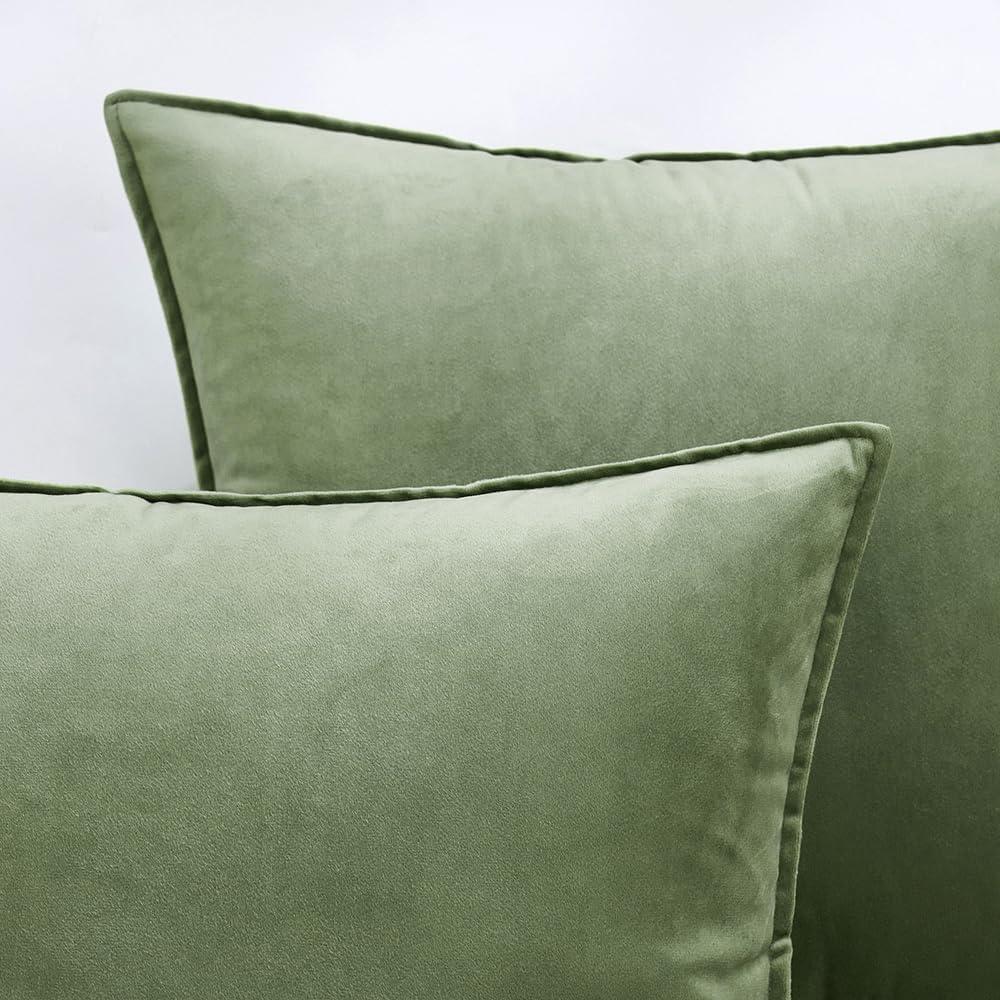 imageMIULEE Pack of 2 Navy Blue Decorative Velvet Throw Pillow Cover Soft Pillow Cover Soild Square Cushion Case for Sofa Bedroom Car 18x 18 Inch 45x 45cmSage Green