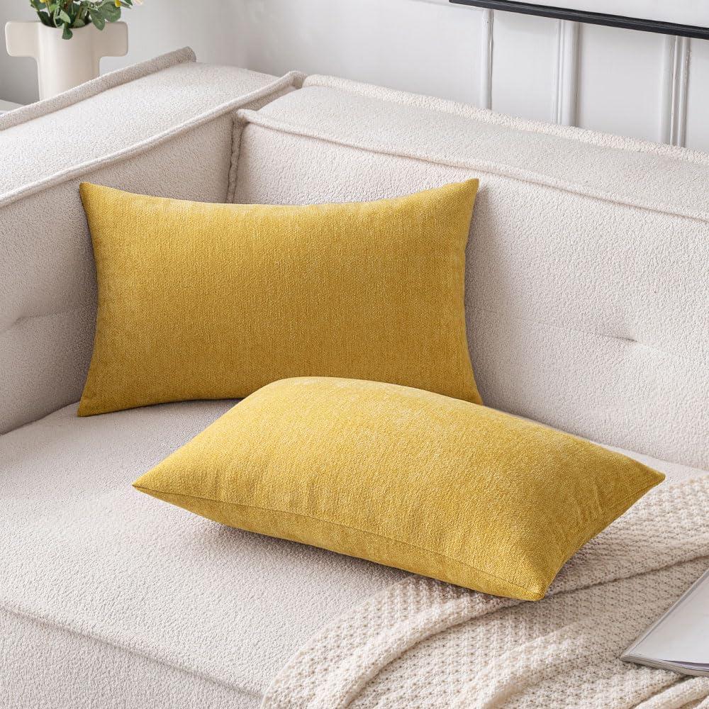imageMIULEE Pack of 2 Orange Decorative Pillow Covers 16x16 Inch Soft Chenille Couch Throw Pillows Farmhouse Cushion Covers for Home Decor Sofa Bedroom Living RoomMustard Yellow