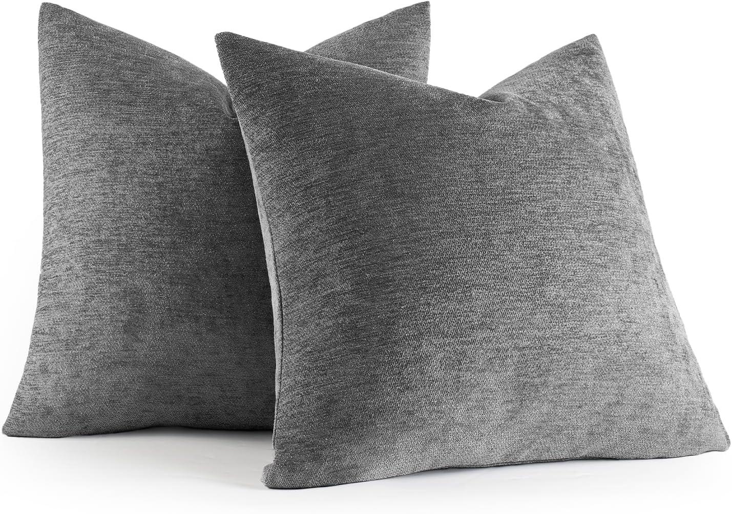imageMIULEE Pack of 2 Orange Decorative Pillow Covers 16x16 Inch Soft Chenille Couch Throw Pillows Farmhouse Cushion Covers for Home Decor Sofa Bedroom Living RoomDark Gray