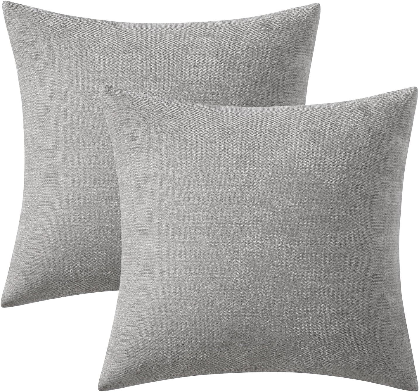imageMIULEE Pack of 2 Orange Decorative Pillow Covers 16x16 Inch Soft Chenille Couch Throw Pillows Farmhouse Cushion Covers for Home Decor Sofa Bedroom Living RoomLight Grey